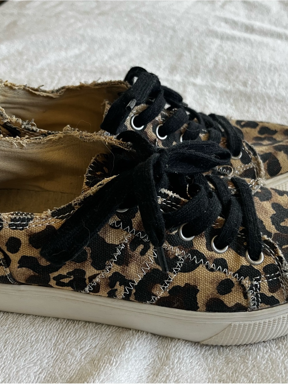 Leopard Print Canvas Sneakers with Black Laces
